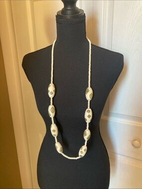 Handcrafted White and Gold Bead Necklace by Chico’s